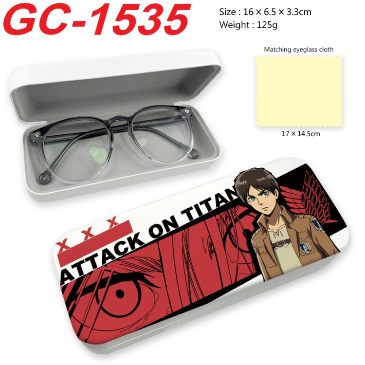 Shingeki no Kyojin Anime UV printed PU leather material glasses case 16X6.5X3.3cm