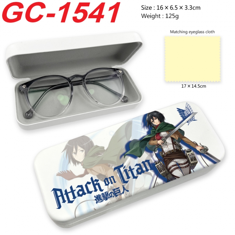 Shingeki no Kyojin Anime UV printed PU leather material glasses case 16X6.5X3.3cm