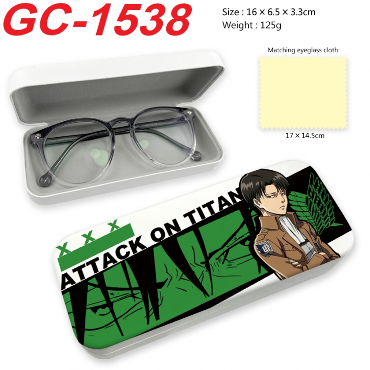 Shingeki no Kyojin Anime UV printed PU leather material glasses case 16X6.5X3.3cm