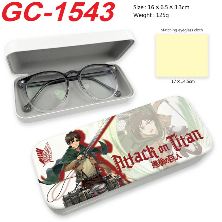 Shingeki no Kyojin Anime UV printed PU leather material glasses case 16X6.5X3.3cm