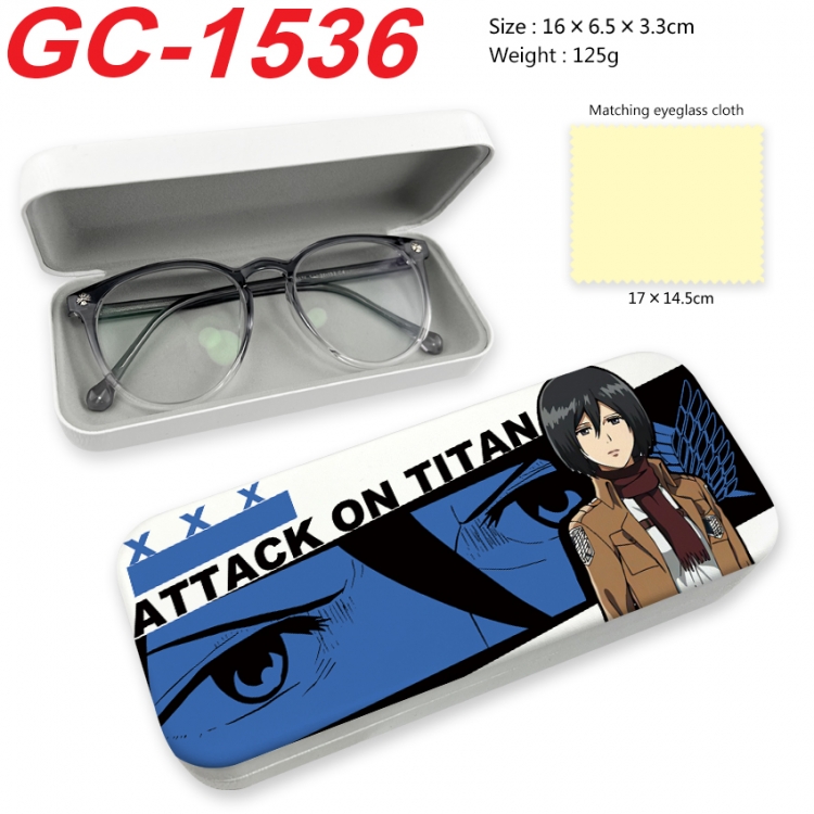 Shingeki no Kyojin Anime UV printed PU leather material glasses case 16X6.5X3.3cm