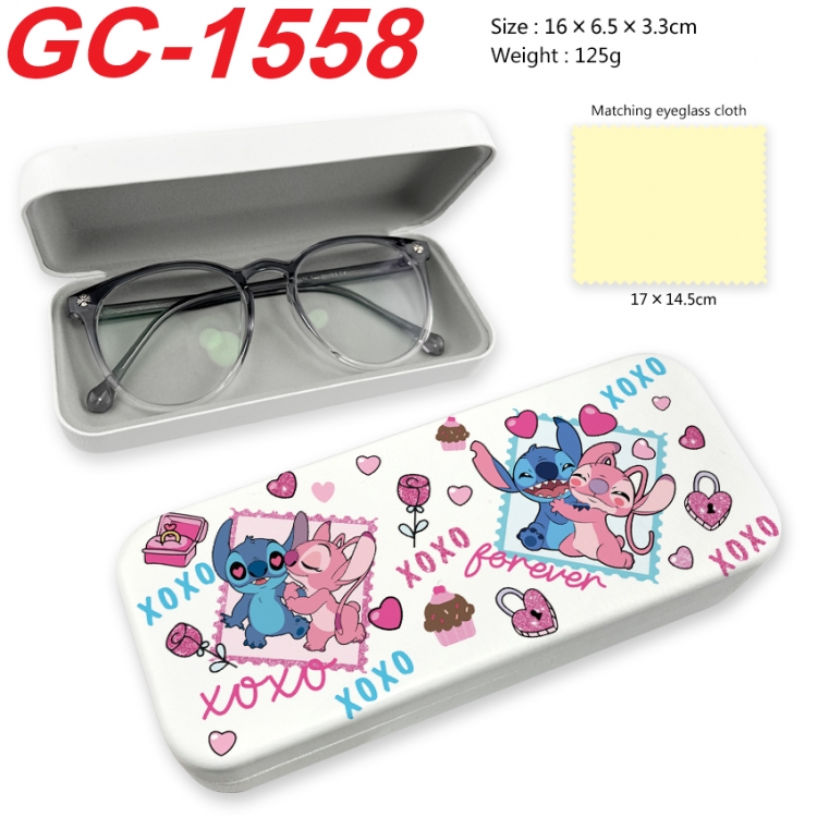  Lilo & Stitch Anime UV printed PU leather material glasses case 16X6.5X3.3cm