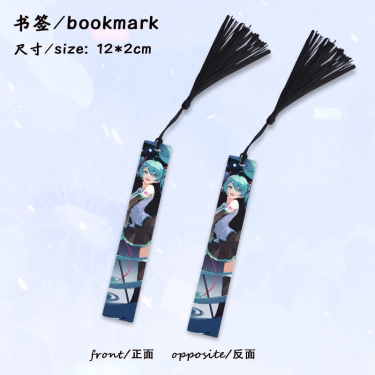 Hatsune Miku Anime full-color printed metal bookmark stationery accessories 12X2CM price for 5 pcs