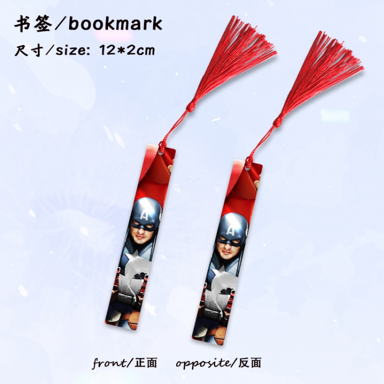 Captain America Anime full-color printed metal bookmark stationery accessories 12X2CM price for 5 pcs