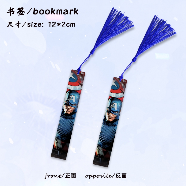 Captain America Anime full-color printed metal bookmark stationery accessories 12X2CM price for 5 pcs