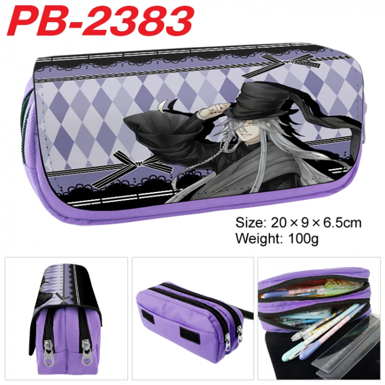 Kuroshitsuji Anime double-layer pu leather printing pencil case 20x9x6.5cm