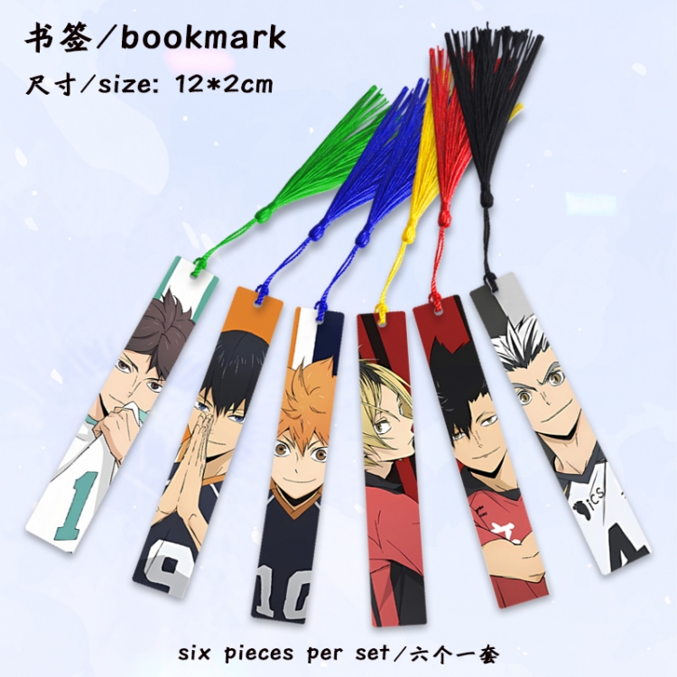 Haikyuu!! Anime full-color printed metal bookmark stationery accessories 12X2CM a set of 6