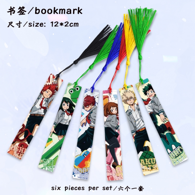 My Hero Academia Anime full-color printed metal bookmark stationery accessories 12X2CM a set of 6