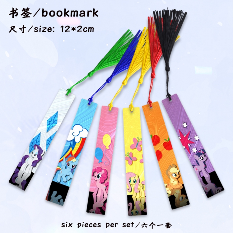 My Little Pony Anime full-color printed metal bookmark stationery accessories 12X2CM a set of 6