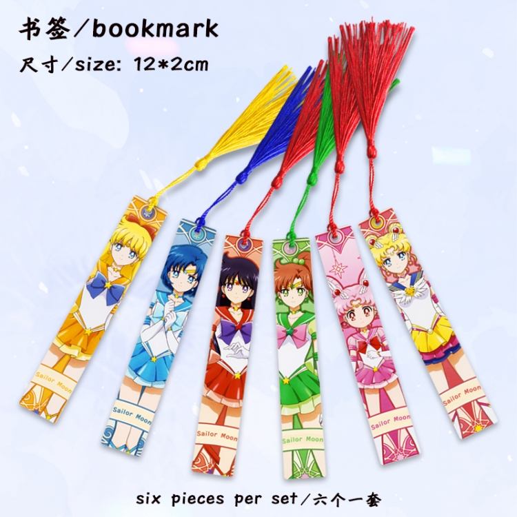 sailormoon Anime full-color printed metal bookmark stationery accessories 12X2CM a set of 6
