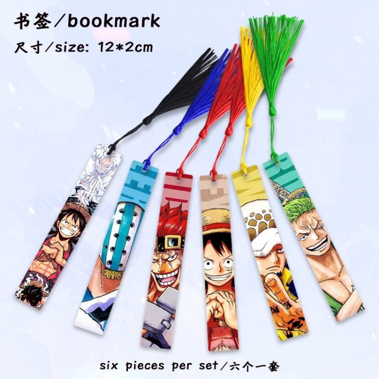 One Piece Anime full-color printed metal bookmark stationery accessories 12X2CM a set of 6