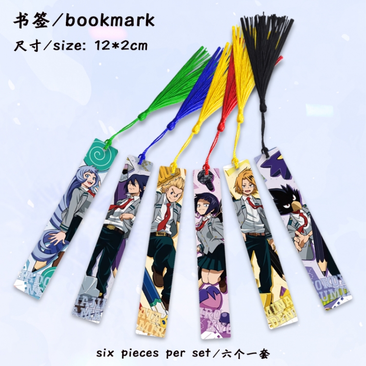 My Hero Academia Anime full-color printed metal bookmark stationery accessories 12X2CM a set of 6