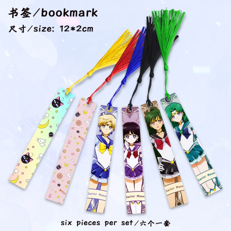 sailormoon Anime full-color printed metal bookmark stationery accessories 12X2CM a set of 6