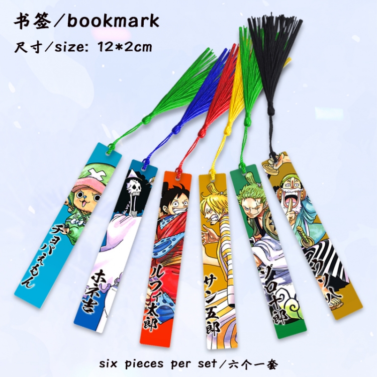 One Piece Anime full-color printed metal bookmark stationery accessories 12X2CM a set of 6