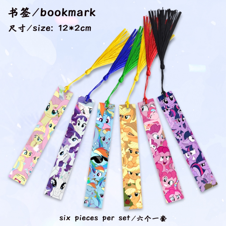 My Little Pony Anime full-color printed metal bookmark stationery accessories 12X2CM a set of 6