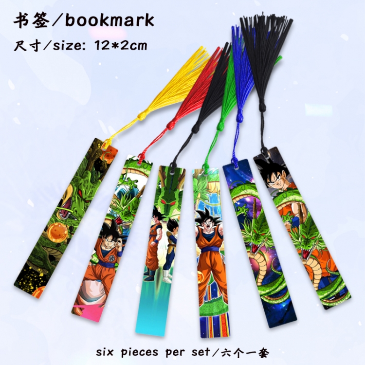 DRAGON BALL Anime full-color printed metal bookmark stationery accessories 12X2CM a set of 6