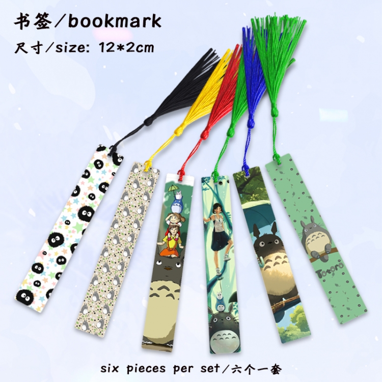 TOTORO Anime full-color printed metal bookmark stationery accessories 12X2CM a set of 6