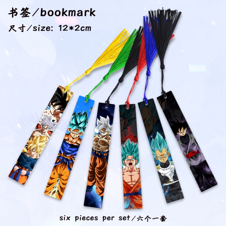 DRAGON BALL Anime full-color printed metal bookmark stationery accessories 12X2CM a set of 6