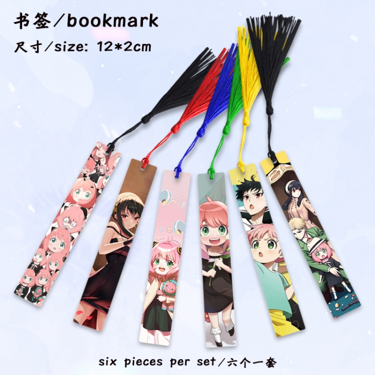 SPY x FAMILY Anime full-color printed metal bookmark stationery accessories 12X2CM a set of 6