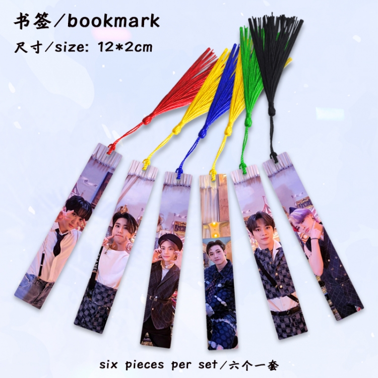 straykids Anime full-color printed metal bookmark stationery accessories 12X2CM a set of 6