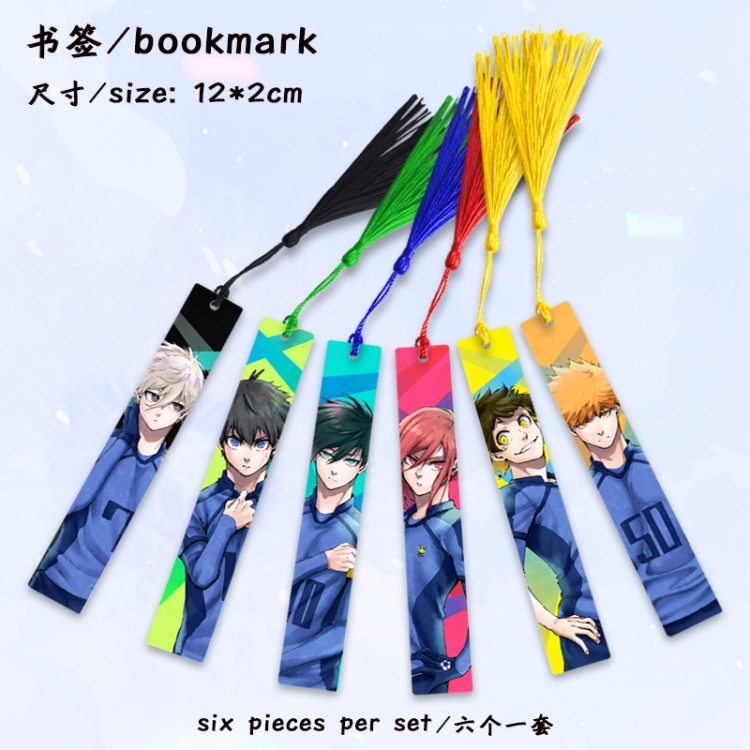 BLUE LOCK Anime full-color printed metal bookmark stationery accessories 12X2CM a set of 6