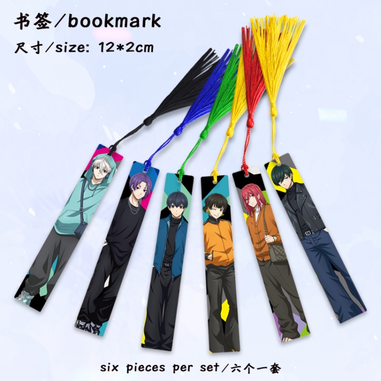 BLUE LOCK Anime full-color printed metal bookmark stationery accessories 12X2CM a set of 6