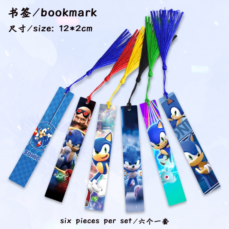 Sonic The Hedgehog Anime full-color printed metal bookmark stationery accessories 12X2CM a set of 6
