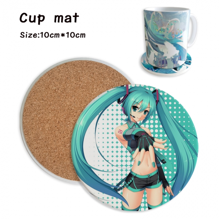 Hatsune Miku Anime ceramic water absorbing and heat insulating coasters price for 5 pcs