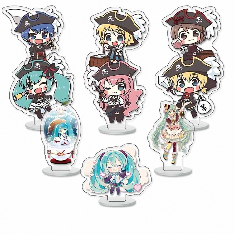 Hatsune Miku Anime Character acrylic Small Standing Plates  Keychain 6cm a set of 9 B466