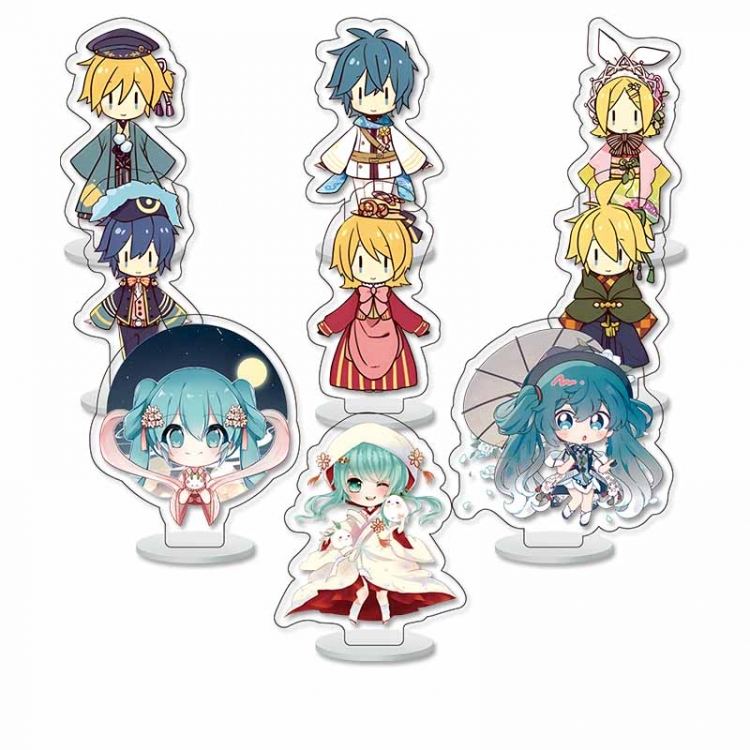 Hatsune Miku Anime Character acrylic Small Standing Plates  Keychain 6cm a set of 9 B463