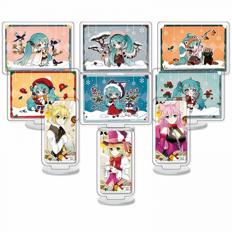 Hatsune Miku Anime Character acrylic Small Standing Plates  Keychain 6cm a set of 9 B458