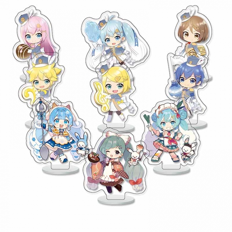 Hatsune Miku Anime Character acrylic Small Standing Plates  Keychain 6cm a set of 9 B461