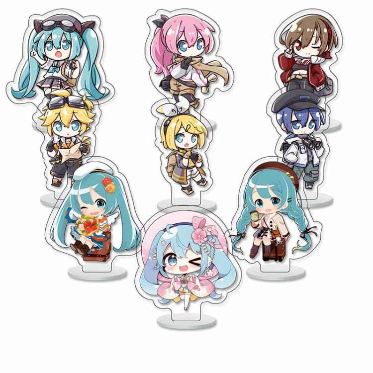 Hatsune Miku Anime Character acrylic Small Standing Plates  Keychain 6cm a set of 9 B472