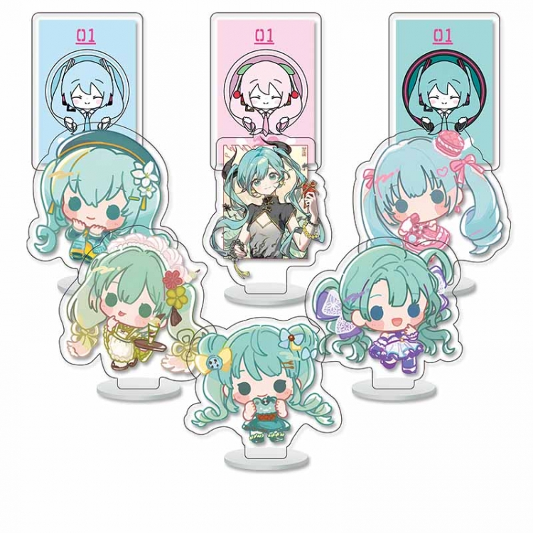 Hatsune Miku Anime Character acrylic Small Standing Plates  Keychain 6cm a set of 9 B459