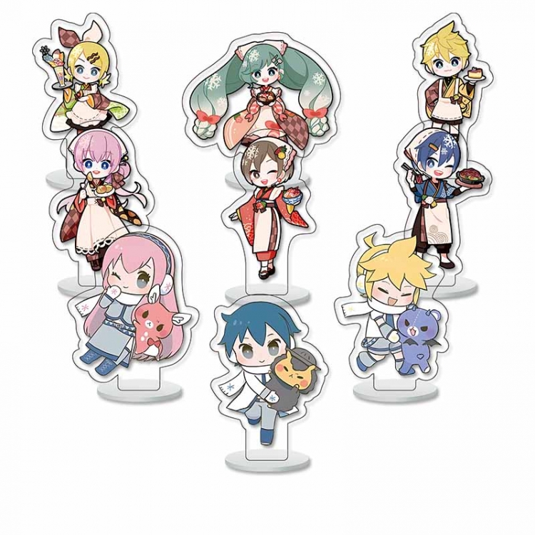 Hatsune Miku Anime Character acrylic Small Standing Plates  Keychain 6cm a set of 9 B464