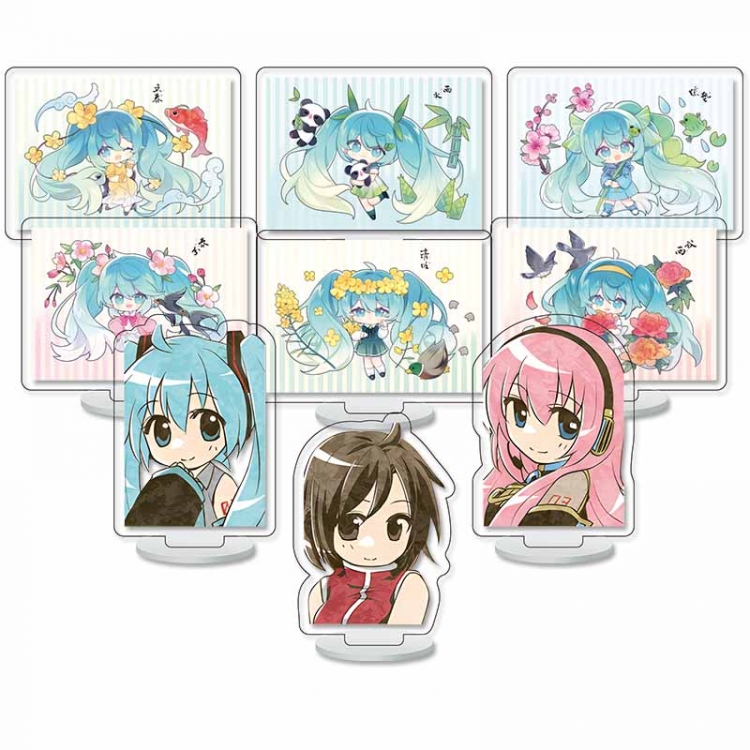 Hatsune Miku Anime Character acrylic Small Standing Plates  Keychain 6cm a set of 9 B452