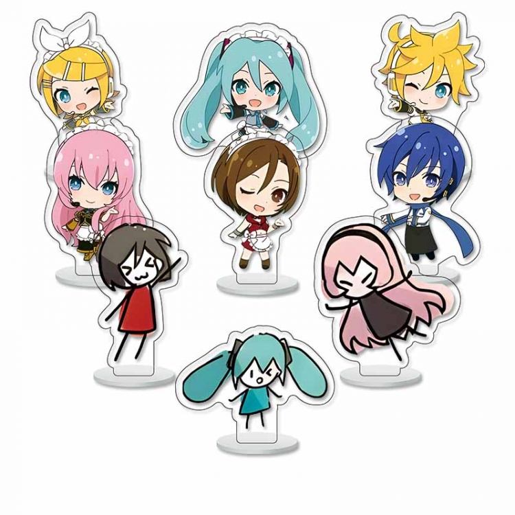 Hatsune Miku Anime Character acrylic Small Standing Plates  Keychain 6cm a set of 9 B475