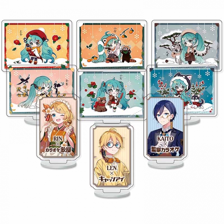 Hatsune Miku Anime Character acrylic Small Standing Plates  Keychain 6cm a set of 9 B455