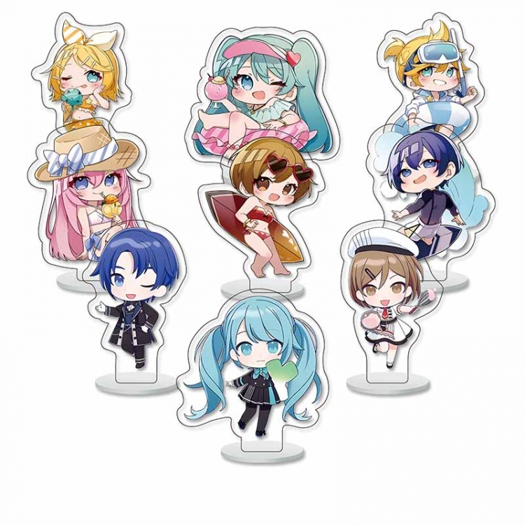 Hatsune Miku Anime Character acrylic Small Standing Plates  Keychain 6cm a set of 9 B474