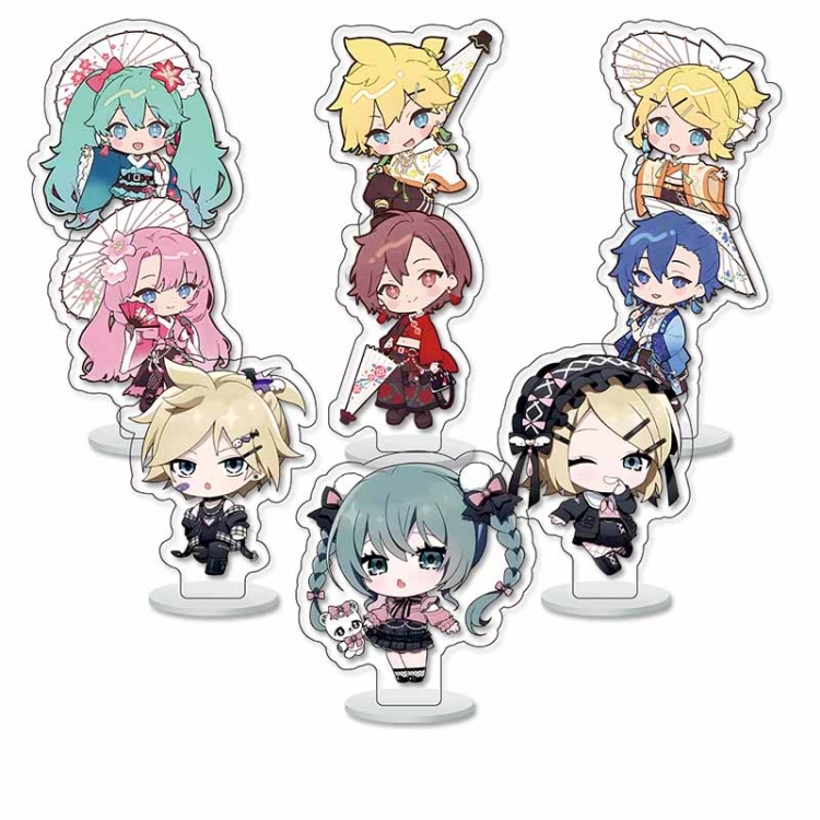 Hatsune Miku Anime Character acrylic Small Standing Plates  Keychain 6cm a set of 9 B477