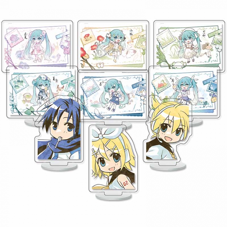 Hatsune Miku Anime Character acrylic Small Standing Plates  Keychain 6cm a set of 9 B453