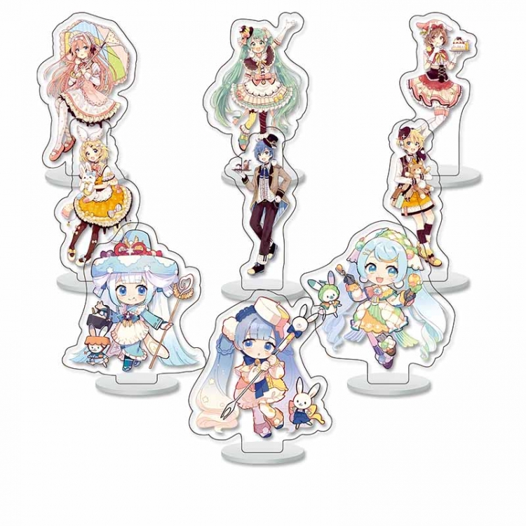 Hatsune Miku Anime Character acrylic Small Standing Plates  Keychain 6cm a set of 9 B462