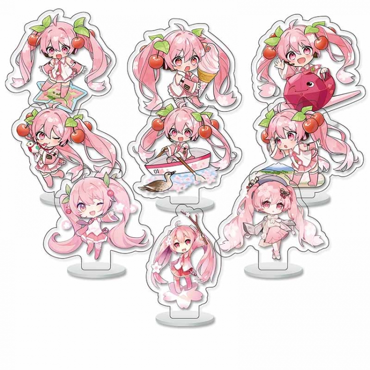 Hatsune Miku Anime Character acrylic Small Standing Plates  Keychain 6cm a set of 9 B467