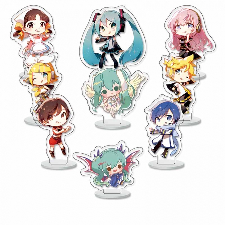 Hatsune Miku Anime Character acrylic Small Standing Plates  Keychain 6cm a set of 9 B460