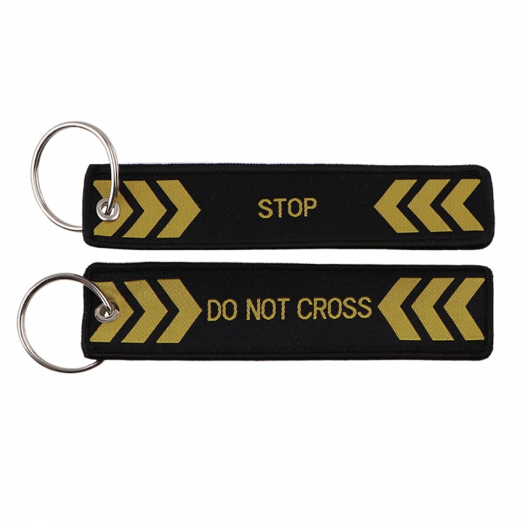 Quotations and warnings Double sided color woven label keychain with thickened hanging rope 13x3cm 10G price for 5 pcs