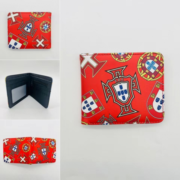 Men's football team Full color Two fold short card case wallet 11X9.5CM   5821