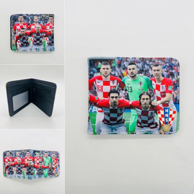 Men's football team Full color Two fold short card case wallet 11X9.5CM   5936