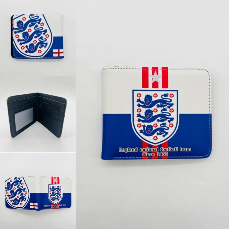 Men's football team Full color Two fold short card case wallet 11X9.5CM   5911