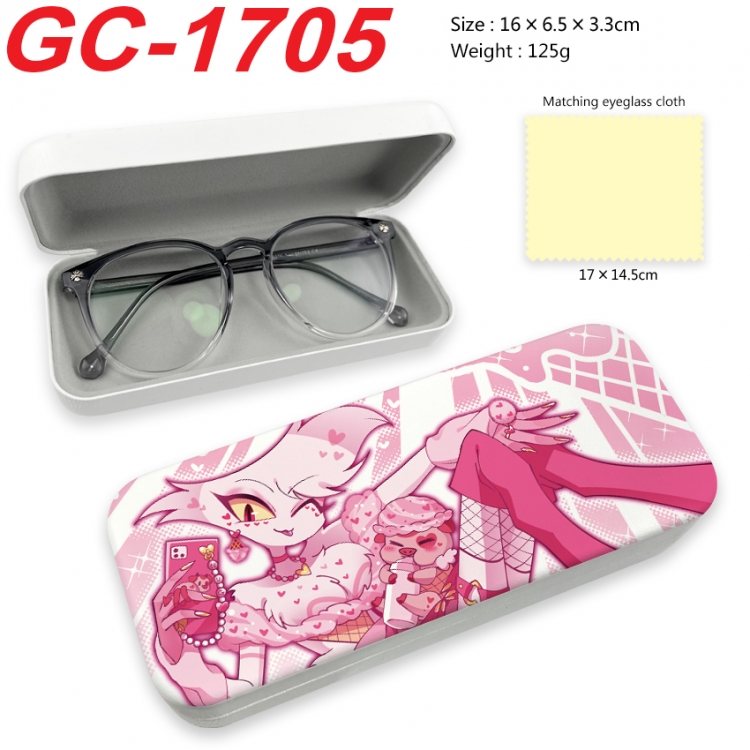 Hazbin Hotel Anime UV printed PU leather material glasses case 16X6.5X3.3cm