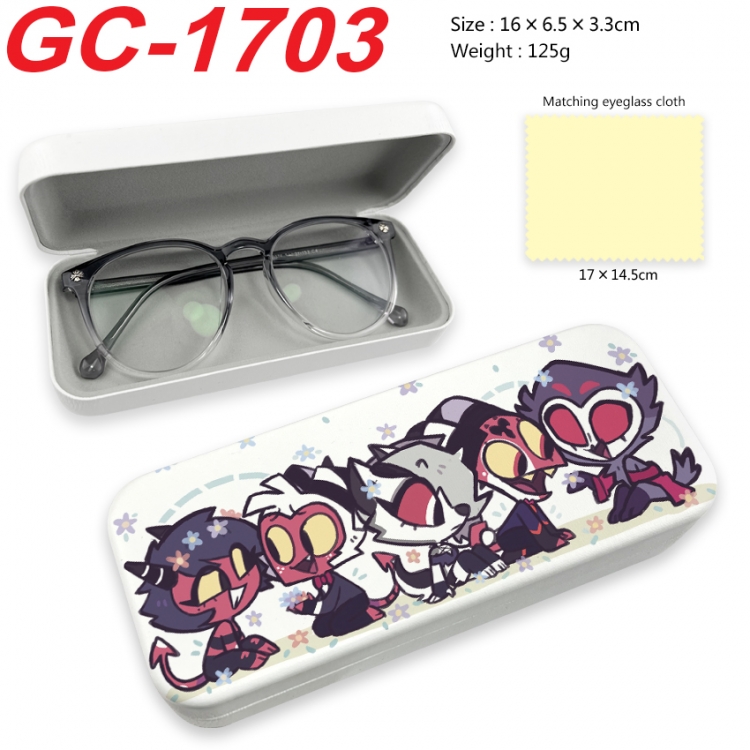 Hazbin Hotel Anime UV printed PU leather material glasses case 16X6.5X3.3cm